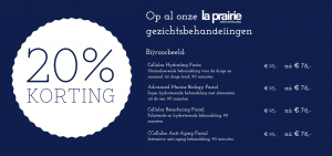20% korting op alle La Prairie behandelingen